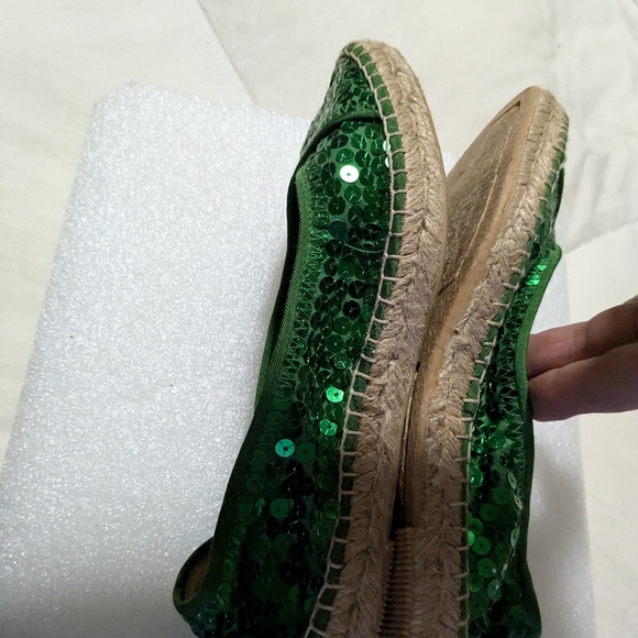 3/25BC Footwear Green Sequin Flats Size 6 - Picture 12 of 14